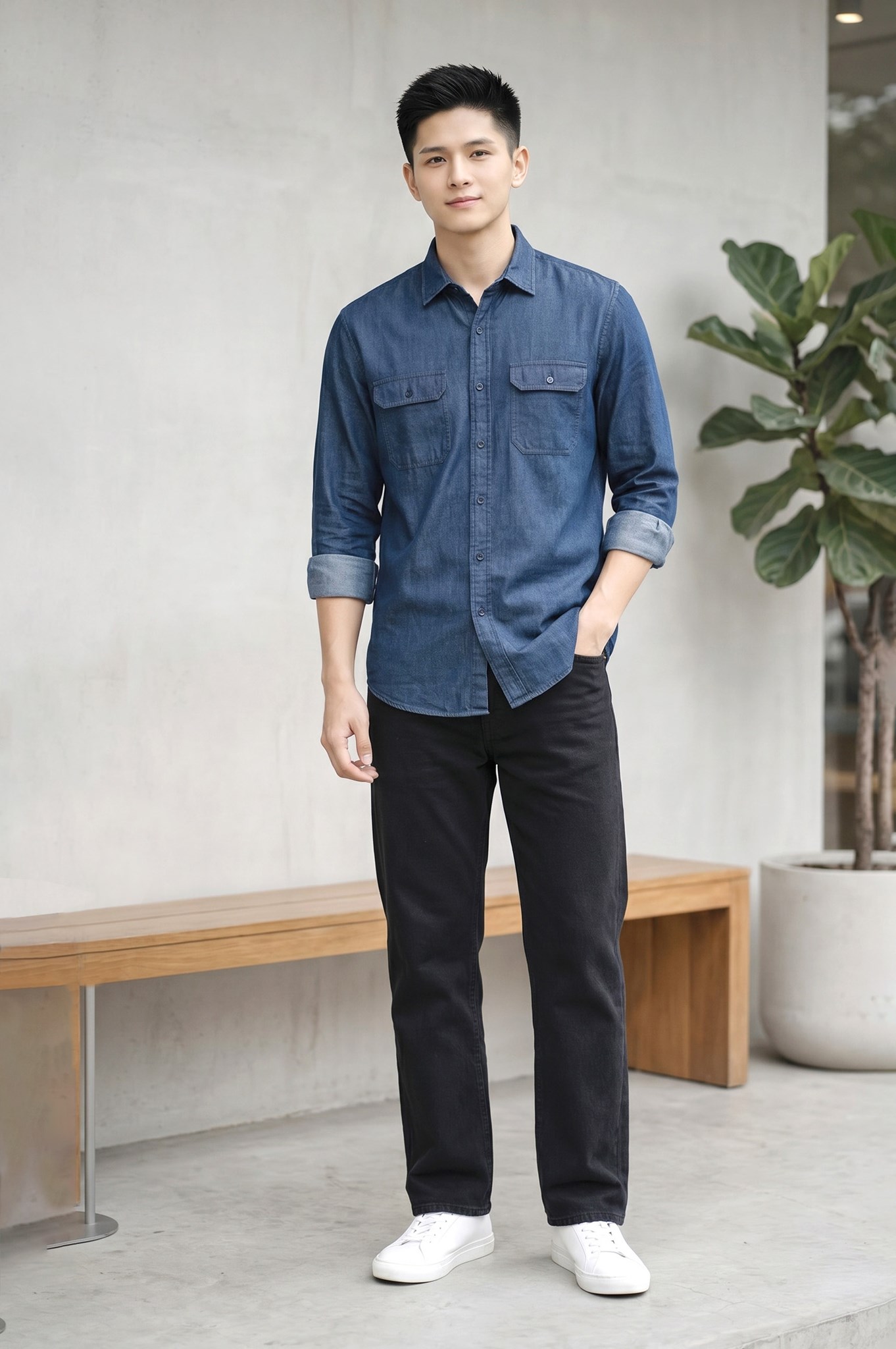 Ảnh của Áo sơ mi denim dài tay - 228SM22113